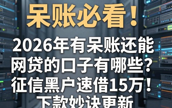 呆账必看!2026年有呆账还能网贷的口子有哪些?征信黑户速借15万下款妙诀更新