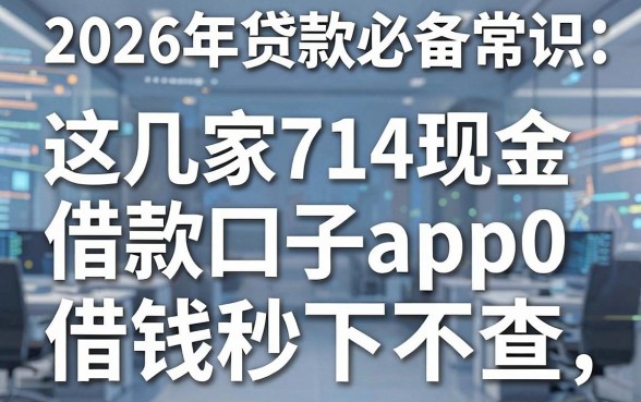 2026年贷款必备常识：这几家714现金借款口子app，借钱5000秒下不查！