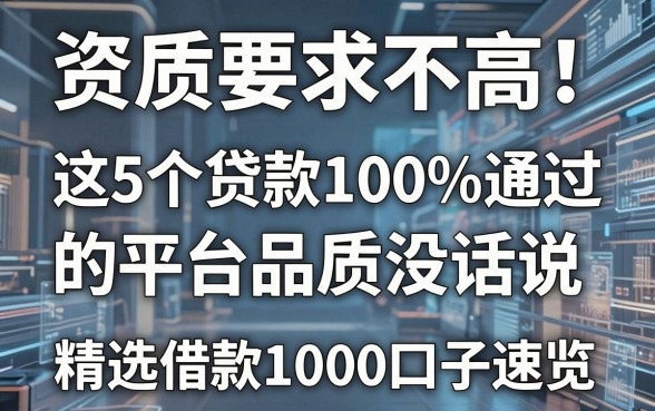 资质要求不高！这5个贷款100%通过的平台品质没话说，精选借款1000口子速览
