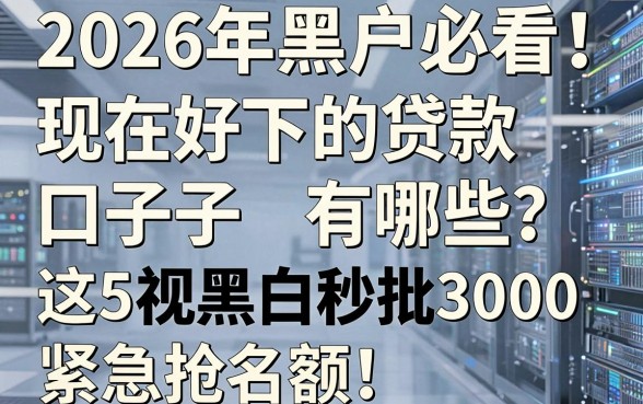 2026年黑户必看!现在好下的贷款口子有哪些?这5个无视黑白秒批3000,紧急抢名额!