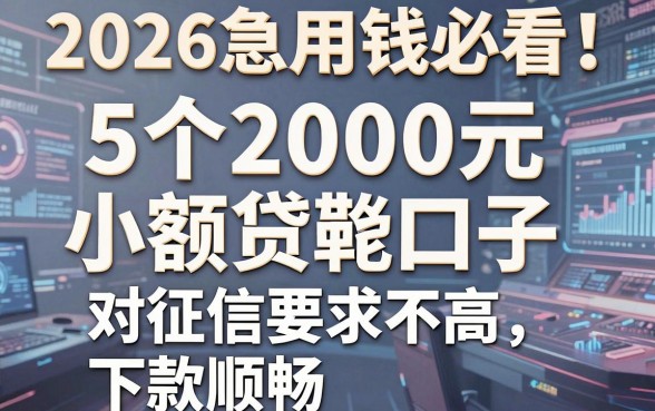 2026急用钱必看!这5个2000元小额贷款口子,对征信要求不高、下款顺畅,哪些平台不看征信可以借款吗?