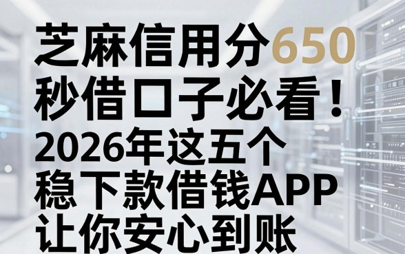 芝麻信用分650秒借口子必看!2026年这五个稳下款借钱APP让你安心到账