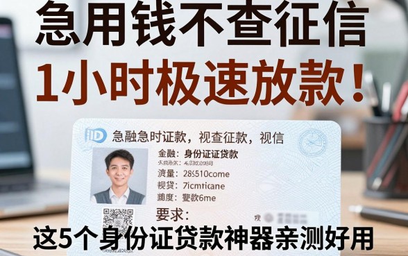 急用钱不查征信,1小时极速放款!这5个身份证贷款神器亲测好用