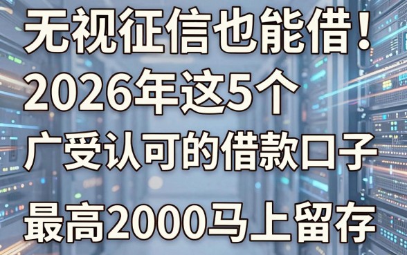 无视征信也能借!2026年这5个广受认可的借款口子,最高2000马上留存