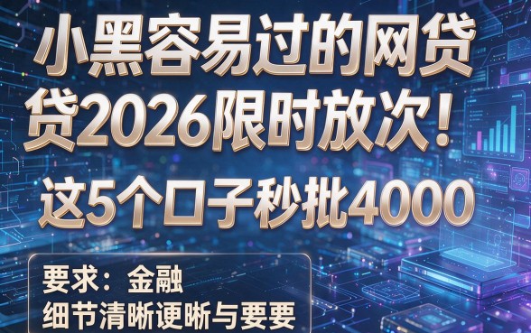 小黑容易过的网贷2026限时放水！这5个口子秒批4000