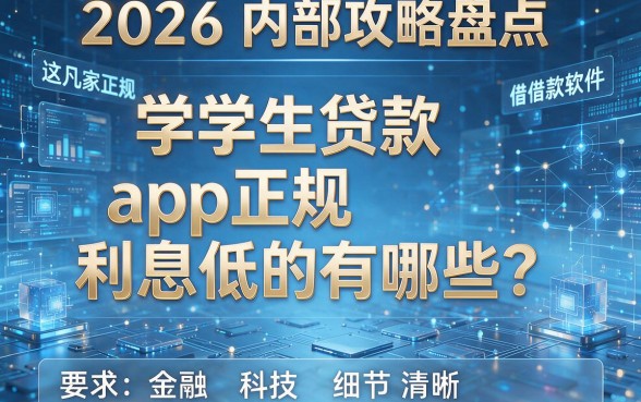 学生贷款app正规利息低的有哪些?2026内部攻略盘点这几家正规借款软件