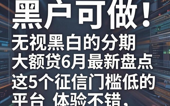 黑户可做!无视黑白的分期大额贷6月最新盘点,这5个征信门槛低的平台体验不错