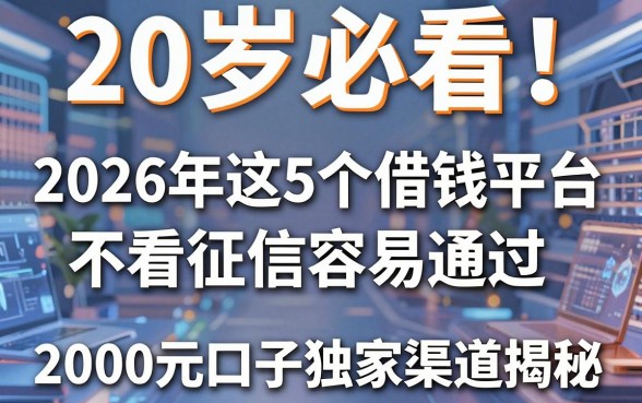 20岁必看!2026年这5个借钱平台不看征信容易通过,2000元口子独家渠道揭秘