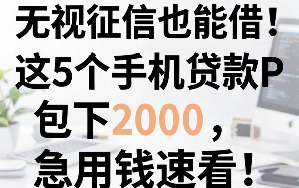 无视征信也能借!这5个手机贷款APP包下2000,急用钱速看