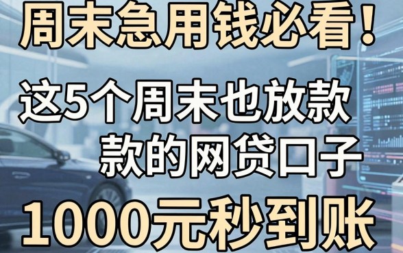 周末急用钱必看!这5个周末也放款的网贷口子,1000元秒到账