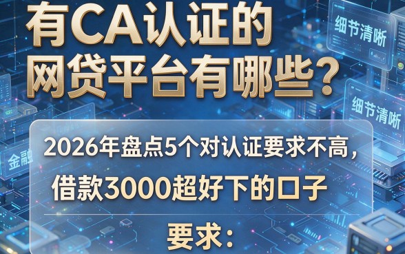 有CA认证的网贷平台有哪些?2026年盘点5个对认证要求不高、借款3000超好下的口子