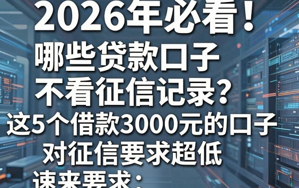 2026年必看!哪些贷款口子不看征信记录?这5个借款3000元的口子对征信要求超低,速来!
