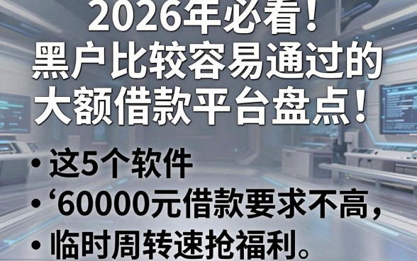 2026年必看!黑户比较容易通过的大额借款平台盘点,这5个软件6000元借款要求不高,临时周转速抢福利