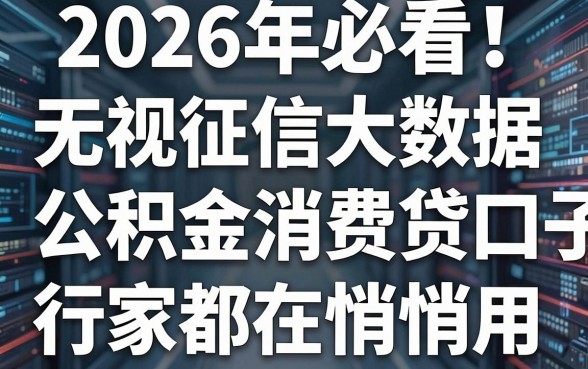 2026年必看!无视征信大数据的公积金消费贷口子,行家都在悄悄用