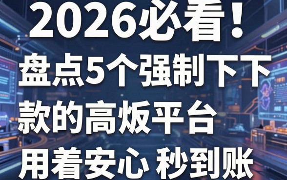 2026必看!盘点5个强制下款的高炮平台,用着安心秒到账