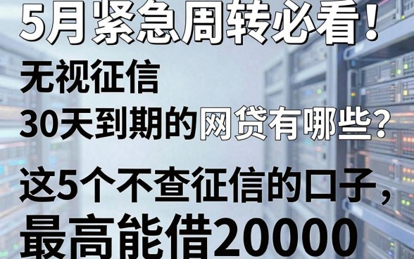 5月紧急周转必看!无视征信、30天到期的网贷有哪些?这5个不查征信的口子,最高能借20000