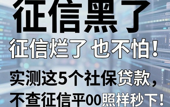 征信黑了、征信烂了也不怕！实测这5个社保贷款不查征信平台，3月借钱4000照样秒下！