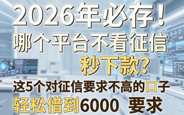 2026年必存!哪个平台不看征信秒下款?这5个对征信要求不高的口子,轻松借到6000