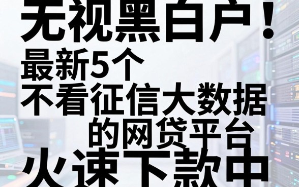 无视黑白户！最新5个不看征信大数据的网贷平台，火速下款中