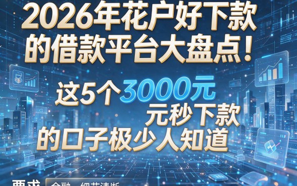 2026年花户好下款的借款平台大盘点!这5个3000元秒下款的口子极少人知道