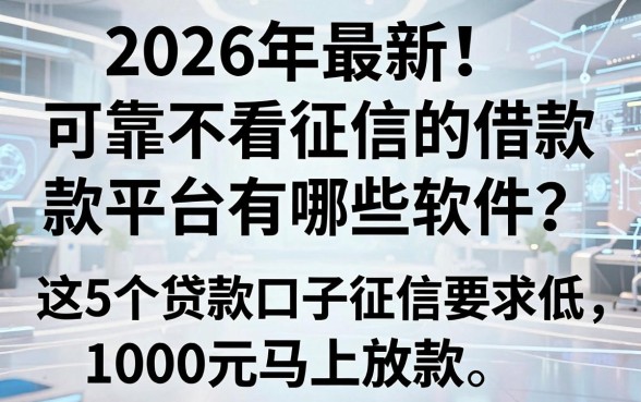 2026年最新!可靠不看征信的借款平台有哪些软件?这5个贷款口子征信要求低,1000元马上放款