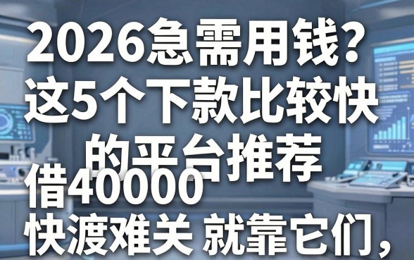 2026急需用钱?这5个下款比较快的平台推荐,借40000快渡难关就靠它们!