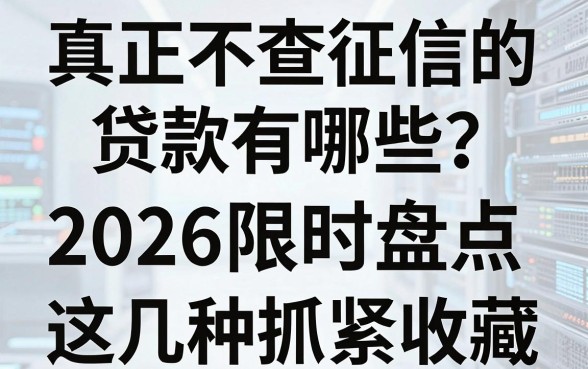 真正不查征信的贷款有哪些?2026限时盘点,这几种抓紧收藏!