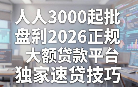 人人3000起批,盘点2026正规大额贷款平台及独家速贷技巧