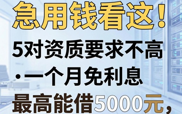 急用钱看这!5个对资质要求不高、一个月免利息的借款app,最高能借5000元