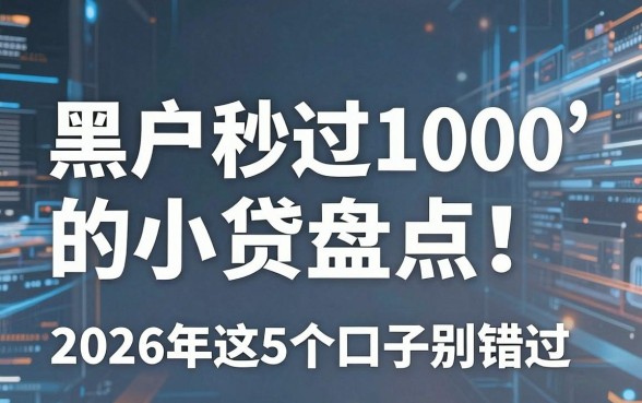黑户秒过1000的小贷盘点!2026年这5个口子别错过
