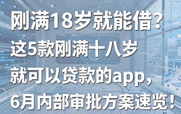刚满18岁就能借？这5款刚满十八岁就可以贷款的app，6月内部审批方案速览！