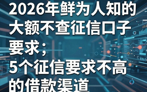 2026年鲜为人知的大额不查征信口子,附5个征信要求不高的借款渠道