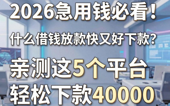 2026急用钱必看!什么借钱放款快又好下款?亲测这5个平台,轻松下款40000