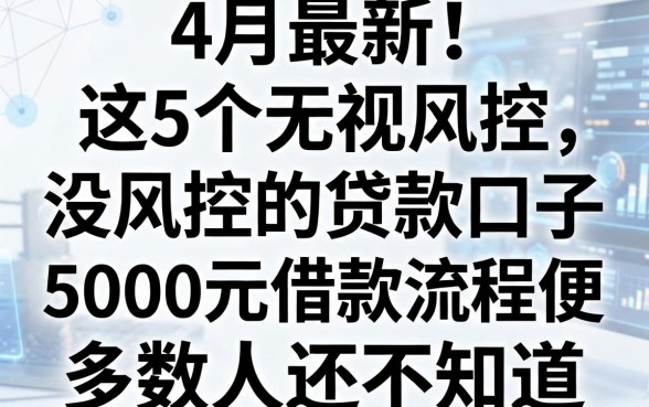 4月最新!这5个无视风控、没风控的贷款口子,5000元借款流程超简便,多数人还不知道!