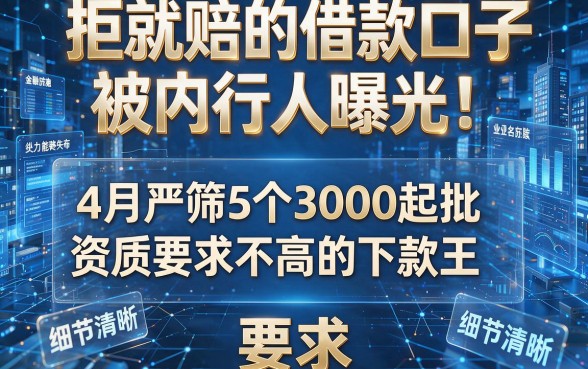 拒就赔的借款口子被内行人曝光!4月严筛5个3000起批、资质要求不高的下款王