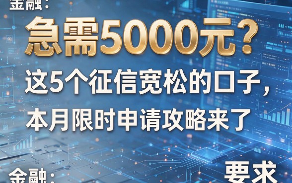 急需5000元?这5个征信宽松的口子,本月限时申请攻略来了!