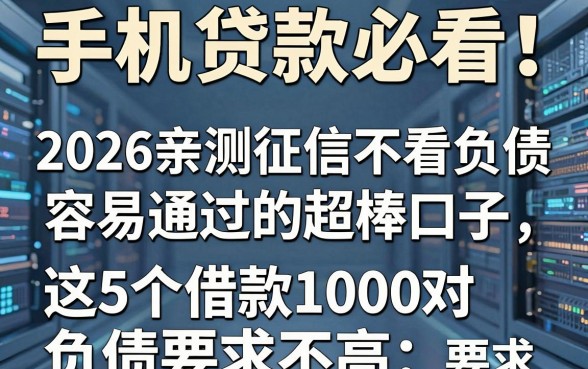 手机贷款必看！2026亲测征信不看负债、容易通过的超棒口子，这5个借款1000对负债要求不高
