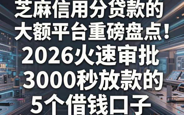 芝麻信用分贷款的大额平台重磅盘点!2026火速审批、3000秒放款的5个借钱口子
