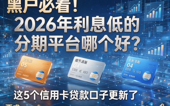 黑户必看!2026年利息低的分期平台哪个好?这5个信用卡贷款口子更新了