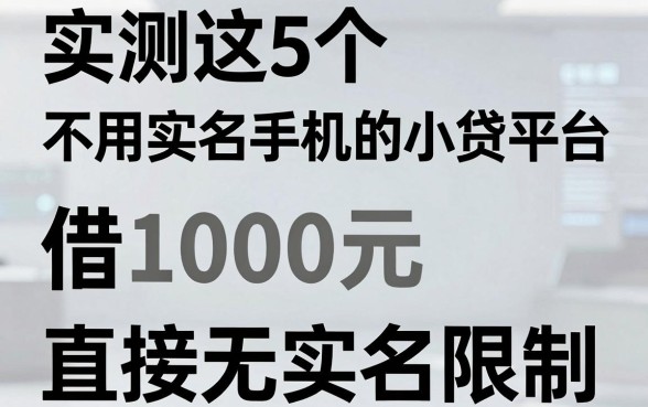 实测这5个不用实名手机的小贷平台,借1000元直接无视实名限制!