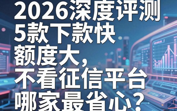 2026深度评测:5款下款快、额度大、不看征信的网贷平台,哪家最省心?