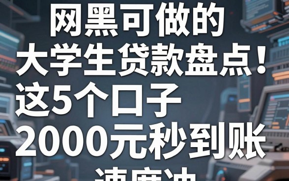 网黑可做的大学生贷款盘点!这5个口子2000元秒到账,速度冲