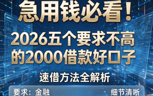 急用钱必看！2026五个要求不高的2000借款好口子，速借方法全解析