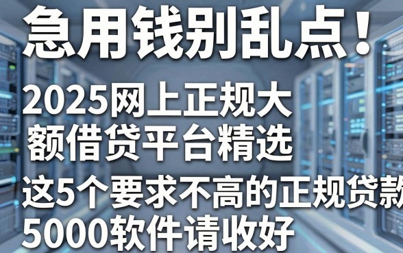 急用钱别乱点！2025网上正规大额借贷平台精选，这5个要求不高的正规贷款5000软件请收好