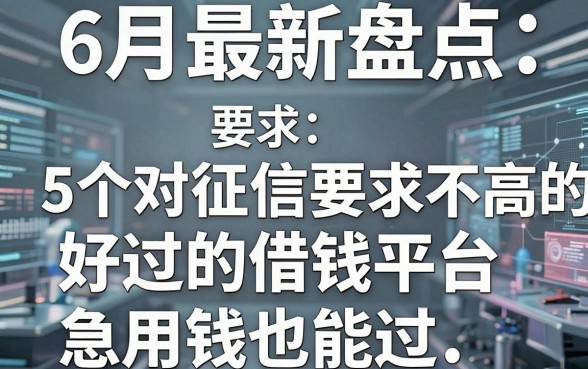 6月最新盘点:5个对征信要求不高的好过的借钱平台,急用钱也能过