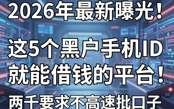 2026年最新曝光!这5个黑户手机ID就能借钱的平台,两千要求不高速批口子