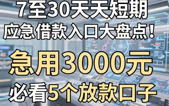 7至30天短期应急借款入口大盘点!急用3000元必看这5个放款口子