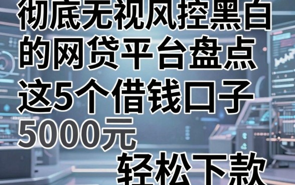 彻底无视风控黑白的网贷平台盘点,这5个借钱口子5000元轻松下款
