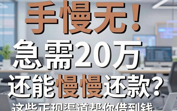手慢无!急需20万还能慢慢还款?这些正规渠道帮你借到钱