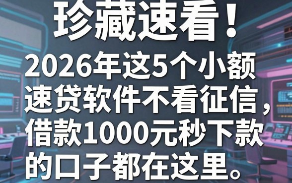 珍藏速看!2026年这5个小额速贷软件不看征信,借款1000元秒下款的口子都在这里